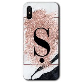 Xiaomi Redmi 9A Pembe Mermer Desenli S Harfi Baskılı Uyumlu Silikon Kılıf