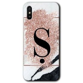Xiaomi Redmi 9A Pembe Mermer Desenli S Harfi Baskılı Uyumlu Silikon Kılıf