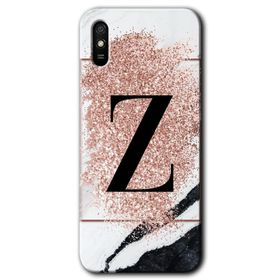 Xiaomi Redmi 9A Pembe Mermer Desenli Z Harfi Baskılı Uyumlu Silikon Kılıf