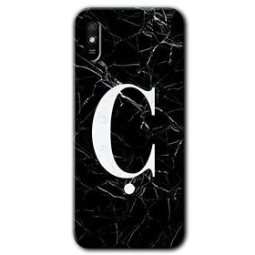 Xiaomi Redmi 9A Siyah Mermer Desenli C Harfi Baskılı Uyumlu Silikon Kılıf