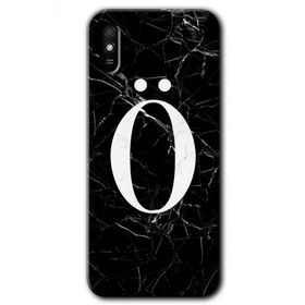 Xiaomi Redmi 9A Siyah Mermer Desenli Ö Harfi Baskılı Uyumlu Silikon Kılıf