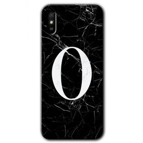 Xiaomi Redmi 9A Siyah Mermer Desenli Ö Harfi Baskılı Uyumlu Silikon Kılıf