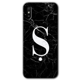 Xiaomi Redmi 9A Siyah Mermer Desenli S Harfi Baskılı Uyumlu Silikon Kılıf