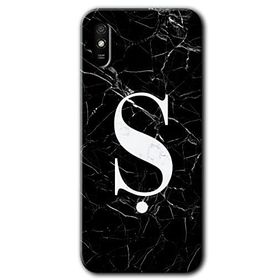 Xiaomi Redmi 9A Siyah Mermer Desenli S Harfi Baskılı Uyumlu Silikon Kılıf