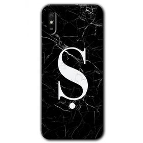 Xiaomi Redmi 9A Siyah Mermer Desenli S Harfi Baskılı Uyumlu Silikon Kılıf