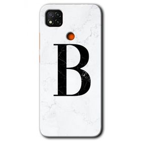 Xiaomi Redmi 9C Beyaz Mermer Desenli B Harfi Baskılı Uyumlu Silikon Kılıf