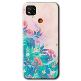 Xiaomi Redmi 9C Çizim Yapraklar Baskılı Uyumlu Silikon Kılıf