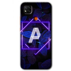 Xiaomi Redmi 9C Dark Neon Yaprak A Harfi Baskılı Uyumlu Silikon Kılıf