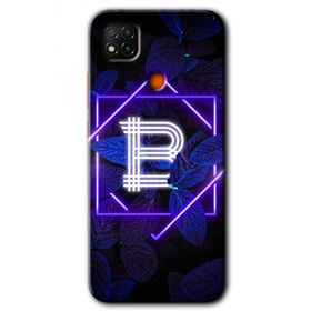 Xiaomi Redmi 9C Dark Neon Yaprak B Harfi Baskılı Uyumlu Silikon Kılıf