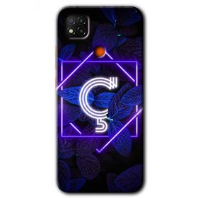 Xiaomi Redmi 9C Dark Neon Yaprak C Harfi Baskılı Uyumlu Silikon Kılıf