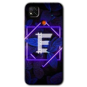 Xiaomi Redmi 9C Dark Neon Yaprak E Harfi Baskılı Uyumlu Silikon Kılıf