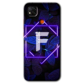 Xiaomi Redmi 9C Dark Neon Yaprak F Harfi Baskılı Uyumlu Silikon Kılıf