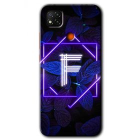 Xiaomi Redmi 9C Dark Neon Yaprak F Harfi Baskılı Uyumlu Silikon Kılıf
