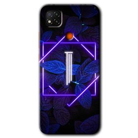 Xiaomi Redmi 9C Dark Neon Yaprak İ Harfi Baskılı Uyumlu Silikon Kılıf