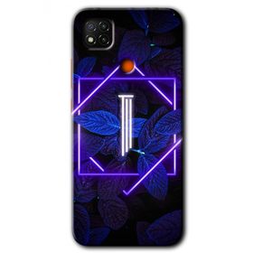 Xiaomi Redmi 9C Dark Neon Yaprak İ Harfi Baskılı Uyumlu Silikon Kılıf