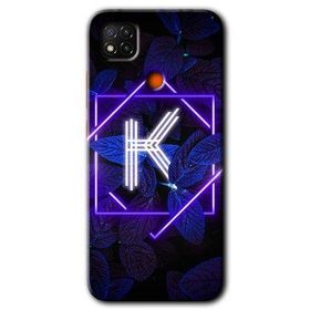 Xiaomi Redmi 9C Dark Neon Yaprak K Harfi Baskılı Uyumlu Silikon Kılıf
