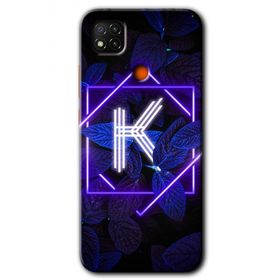 Xiaomi Redmi 9C Dark Neon Yaprak K Harfi Baskılı Uyumlu Silikon Kılıf