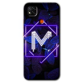 Xiaomi Redmi 9C Dark Neon Yaprak M Harfi Baskılı Uyumlu Silikon Kılıf