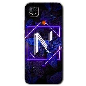Xiaomi Redmi 9C Dark Neon Yaprak N Harfi Baskılı Uyumlu Silikon Kılıf