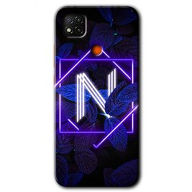 Xiaomi Redmi 9C Dark Neon Yaprak N Harfi Baskılı Uyumlu Silikon Kılıf