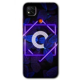 Xiaomi Redmi 9C Dark Neon Yaprak O Harfi Baskılı Uyumlu Silikon Kılıf