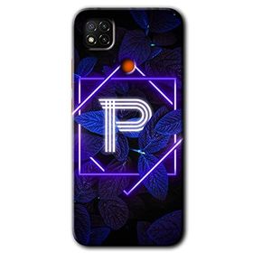 Xiaomi Redmi 9C Dark Neon Yaprak P Harfi Baskılı Uyumlu Silikon Kılıf