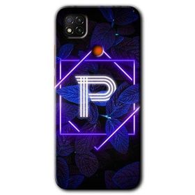 Xiaomi Redmi 9C Dark Neon Yaprak P Harfi Baskılı Uyumlu Silikon Kılıf