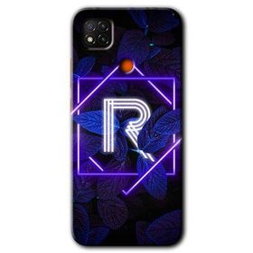 Xiaomi Redmi 9C Dark Neon Yaprak R Harfi Baskılı Uyumlu Silikon Kılıf