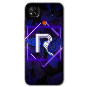 Xiaomi Redmi 9C Dark Neon Yaprak R Harfi Baskılı Uyumlu Silikon Kılıf