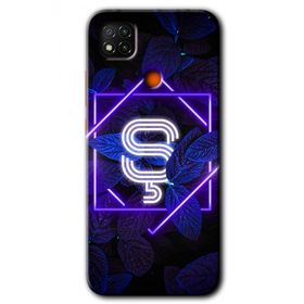Xiaomi Redmi 9C Dark Neon Yaprak S Harfi Baskılı Uyumlu Silikon Kılıf