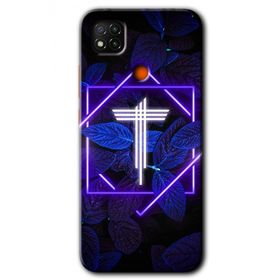 Xiaomi Redmi 9C Dark Neon Yaprak T Harfi Baskılı Uyumlu Silikon Kılıf