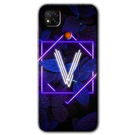 Xiaomi Redmi 9C Dark Neon Yaprak V Harfi Baskılı Uyumlu Silikon Kılıf