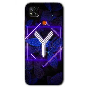 Xiaomi Redmi 9C Dark Neon Yaprak Y Harfi Baskılı Uyumlu Silikon Kılıf