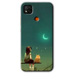 Xiaomi Redmi 9C Kedili Kız Baskılı Uyumlu Silikon Kılıf