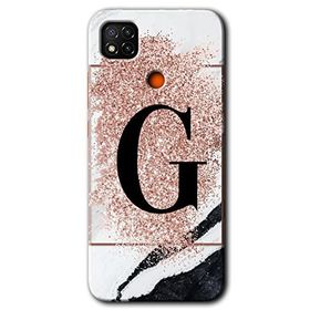Xiaomi Redmi 9C Pembe Mermer Desenli G Harfi Baskılı Uyumlu Silikon Kılıf