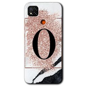 Xiaomi Redmi 9C Pembe Mermer Desenli O Harfi Baskılı Uyumlu Silikon Kılıf