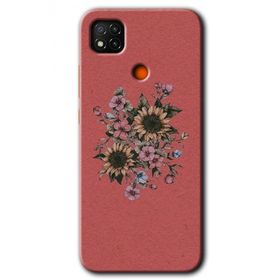 Xiaomi Redmi 9C Retro Çiçek Baskılı Uyumlu Silikon Kılıf