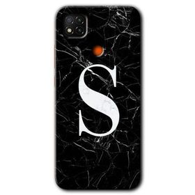 Xiaomi Redmi 9C Siyah Mermer Desenli S Harfi Baskılı Uyumlu Silikon Kılıf