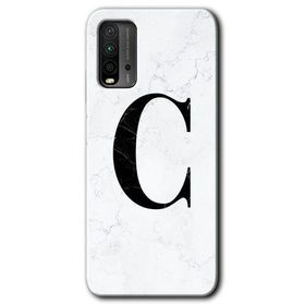 Xiaomi Redmi 9T Beyaz Mermer Desenli Ç Harfi Baskılı Uyumlu Silikon Kılıf