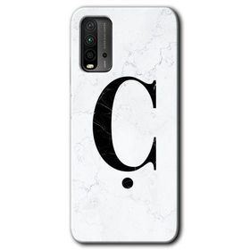 Xiaomi Redmi 9T Beyaz Mermer Desenli Ç Harfi Baskılı Uyumlu Silikon Kılıf