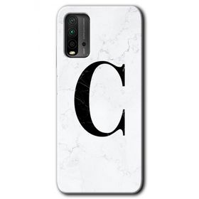 Xiaomi Redmi 9T Beyaz Mermer Desenli Ç Harfi Baskılı Uyumlu Silikon Kılıf