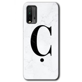 Xiaomi Redmi 9T Beyaz Mermer Desenli Ç Harfi Baskılı Uyumlu Silikon Kılıf
