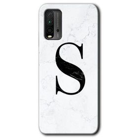 Xiaomi Redmi 9T Beyaz Mermer Desenli Ş Harfi Baskılı Uyumlu Silikon Kılıf