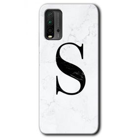 Xiaomi Redmi 9T Beyaz Mermer Desenli Ş Harfi Baskılı Uyumlu Silikon Kılıf
