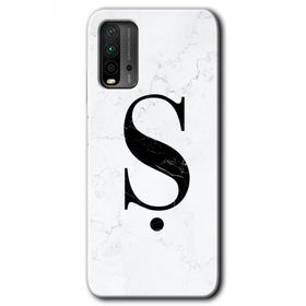 Xiaomi Redmi 9T Beyaz Mermer Desenli Ş Harfi Baskılı Uyumlu Silikon Kılıf