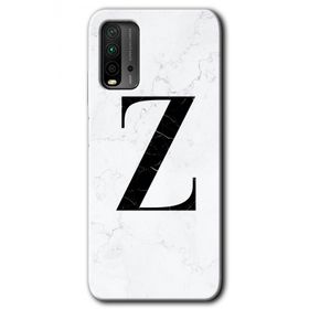 Xiaomi Redmi 9T Beyaz Mermer Desenli Z Harfi Baskılı Uyumlu Silikon Kılıf