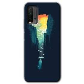 Xiaomi Redmi 9T City Bird Sky Baskılı Uyumlu Silikon Kılıf