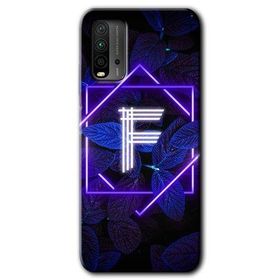 Xiaomi Redmi 9T Dark Neon Yaprak F Harfi Baskılı Uyumlu Silikon Kılıf