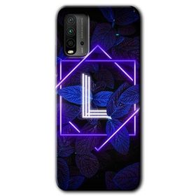 Xiaomi Redmi 9T Dark Neon Yaprak L Harfi Baskılı Uyumlu Silikon Kılıf