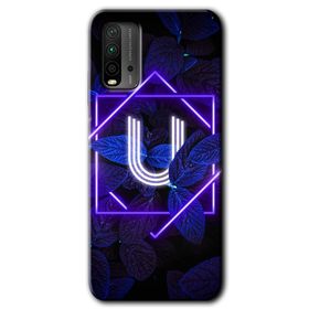Xiaomi Redmi 9T Dark Neon Yaprak U Harfi Baskılı Uyumlu Silikon Kılıf